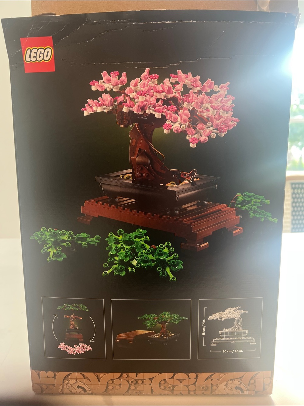 LEGO Pink Cherry Blossom Bonsai with Brown Trunk and Dark Base